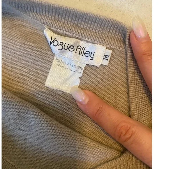 Cashmere Midi Dress Beige Cream Neutral Size M - Picture 6 of 9